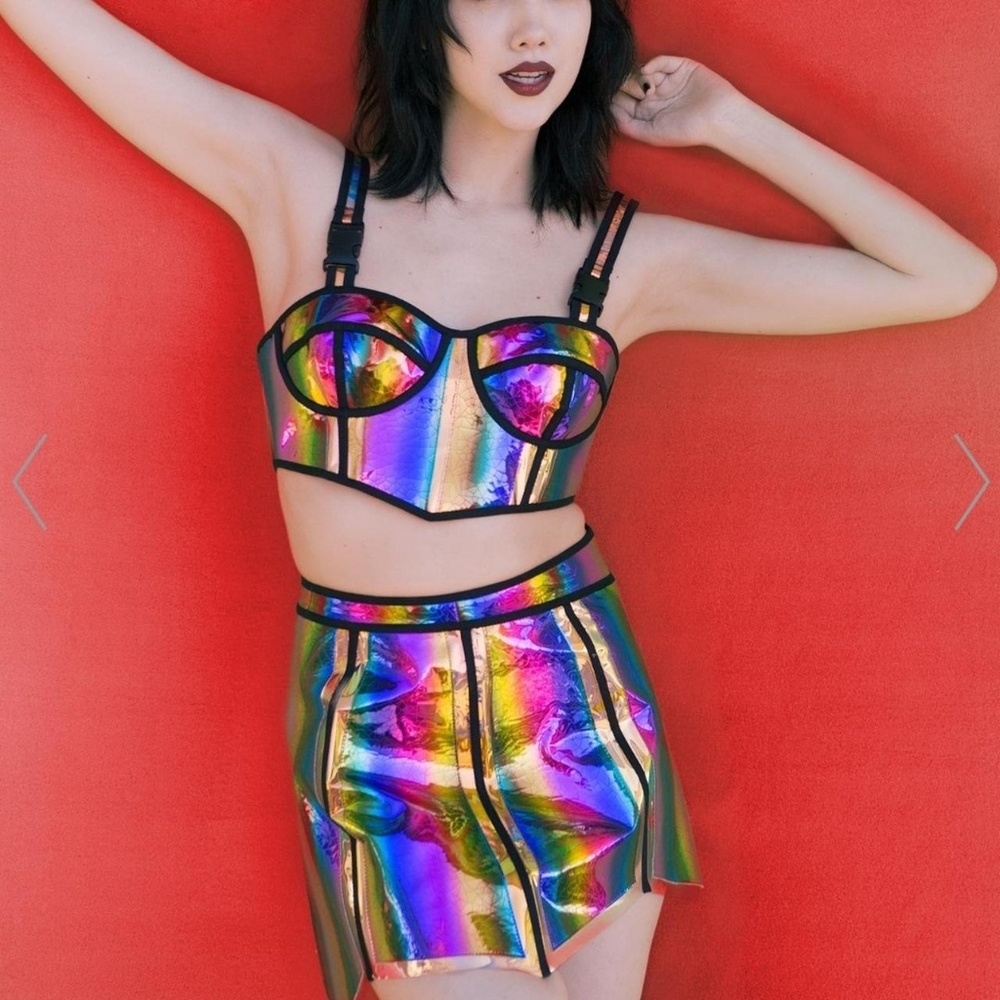 Skirt & Bustier Set - Prismatic Empress Rainbow 2-Piece 🌈 - Club EXX Dolls Kill
